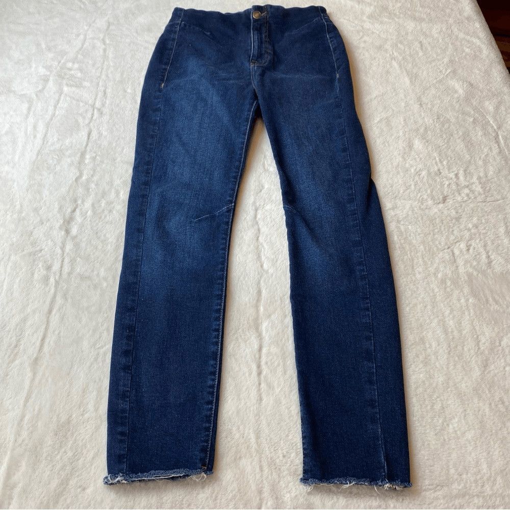 We The Free Jeans Womens 28 Blue Skinny High Rise Raw Hem Cropped Stretch